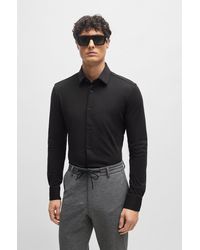 BOSS - Slim-fit Shirt In Performance-stretch Cotton-blend Jersey - Lyst