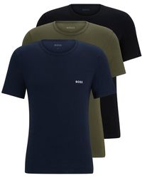 BOSS - Three-pack Of Branded Underwear T-shirts In Cotton Jersey - Lyst