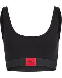 HUGO - Bralette aus Stretch-Baumwolle mit rotem Logo-Label - Lyst