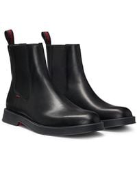 HUGO - Chelsea Boots Aus Leder Mit Stack-Logo - Lyst