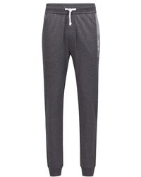 BOSS by HUGO BOSS Cotton-terry Loungewear Pants With Stripes And Logo - Grey