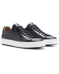 BOSS - Leather Cupsole Trainers With Logo Details Crafted In Italy - Lyst
