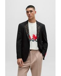 HUGO - Slim-fit Jacket With Studded Lapels - Lyst
