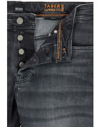 BOSS by HUGO BOSS Tapered Fit Jeans In Gray Super Stretch Denim