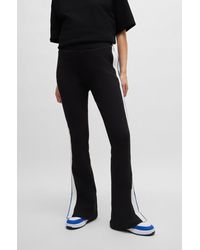 HUGO - Flared Tracksuit Bottoms In Stretch Cotton With Logo Tape - Lyst