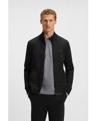 BOSS - Stretch-Cotton Zip-Up Sweatshirt With Logo Print - Lyst