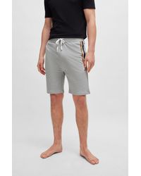 BOSS - Drawstring Shorts In French Terry With Stripes And Logo - Lyst