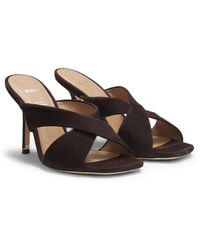 BOSS - Suede Sandals With Crossover Straps - Lyst