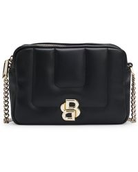 BOSS - Gesteppte Umhängetasche Mit Double-B-Monogramm Aus Metall - Lyst