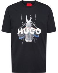 BOSS by HUGO BOSS - T-Shirt aus Baumwoll-Jersey mit Cyber-Bug- und Logo-Artwork - Lyst