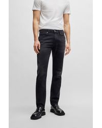 BOSS - Slim-fit Jeans In Black Comfort-stretch Denim - Lyst