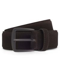 BOSS - Italian-Suede Belt With Gunmetal Buckle - Lyst