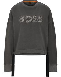 BOSS - Sweat À Logo En Molleton De Coton Avec Base Ajustable - Lyst
