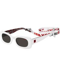 HUGO - White-acetate Sunglasses With Detachable Slogan Strap Women's Eyewear - Lyst