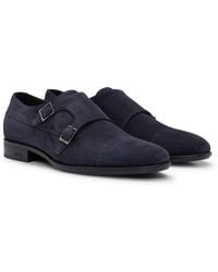 BOSS - Double-monk Shoes In Suede - Lyst