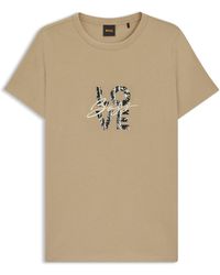 BOSS - Slim-Fit T-Shirt Van Katoenen Jersey Met Logo-Artwork - Lyst