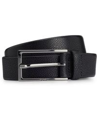 BOSS - Textured-leather Belt With Logo-engraved Buckle - Lyst