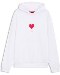 HUGO - Prenda Con Capucha De Felpa De Algodón Con Ilustración De Corazón De Origami - Lyst