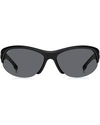 BOSS - Zonnebril In Maskerstijl Van Zwart Acetaat Met Zilverkleurige Hardware - Lyst