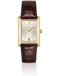 BOSS - Leather-Strap Watch With- Dial - Lyst