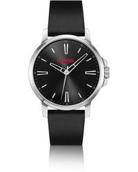 HUGO - Horloge Met Zwarte Wijzerplaat En Leren Bandje - Lyst
