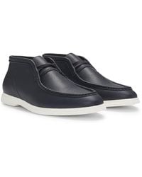 BOSS - Desert Boots Van Bewerkt Leer Met Rand Op De Neus - Lyst
