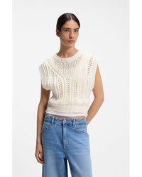 BOSS - Cotton-Blend Top With Open-Knit Structure - Lyst