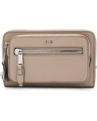 BOSS - Crossbody Bag In Grained Leather With Logo Lettering - Lyst