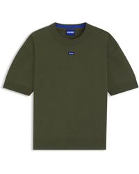 HUGO - Strickpullover Mit Kurzen Ärmeln Und Blauem Logo-Aufnäher - Lyst