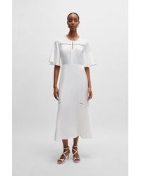 BOSS - Short-sleeved Dress With Ladder-lace Trims - Lyst