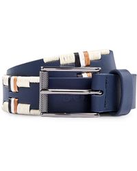 BOSS - Equestrian Belt With Embroidery And Signature Stripe - Lyst