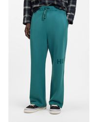 HUGO - Cotton-Terry Tracksuit Bottoms With Logo Print - Lyst