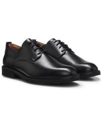 HUGO - Leather Derby Shoes With Brogue Details - Lyst
