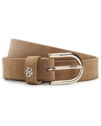 BOSS - Suede Belt With Double B Monogram - Lyst