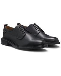 HUGO - Leather Derby Shoes With Logo Tab - Lyst