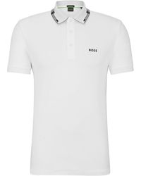 BOSS - Slim-Fit Poloshirt aus Interlock-Baumwolle mit Grafiken am Kragen - Lyst