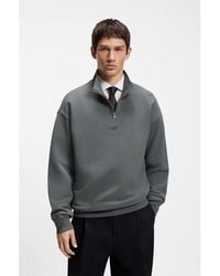 HUGO - Relaxed-Fit Cotton Sweatshirt With Zip Neck - Lyst