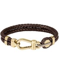 BOSS - Braided-Leather Cuff With-Tone Carabiner Closure - Lyst
