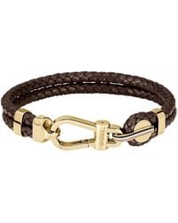 BOSS - Braided-Leather Cuff With-Tone Carabiner Closure - Lyst