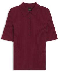 BOSS - Jersey De Manga Corta En Mezcla De Lana Con Cuello De Polo - Lyst