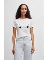 BOSS - T-shirt Regular Fit en coton pur avec imprimé de saison - Lyst