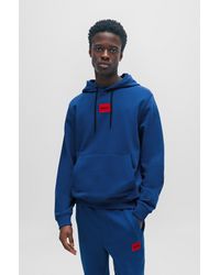 HUGO - Hooded Sweatshirt In Terry Cotton With Red Logo Label - Lyst