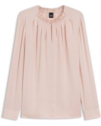 BOSS - Regular-Fit Bluse Aus Stretch-Seide - Lyst
