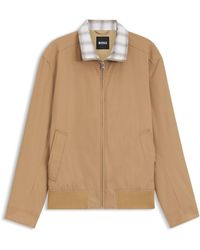 BOSS - Wasserabweisende Jacke Mit Kariertem Kragen - Lyst