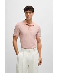 BOSS - Slim-fit Polo Shirt In Two-tone Mercerised Cotton - Lyst