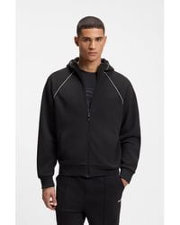BOSS - Cotton-Blend Zip-Up Hoodie With Piping Details - Lyst