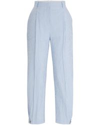 BOSS - Relaxed-Fit Hose aus gestreifter Stretch-Baumwolle mit Seersucker-Struktur - Lyst