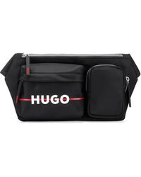 HUGO Multi-pocket Belt Bag With Logo And Stripe - Black