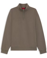 HUGO - Cotton-Terry Logo Sweatshirt With Zip Neck - Lyst