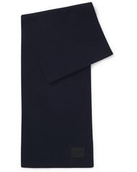 HUGO - Cotton Knitted Scarf With A Silicone Logo - Lyst